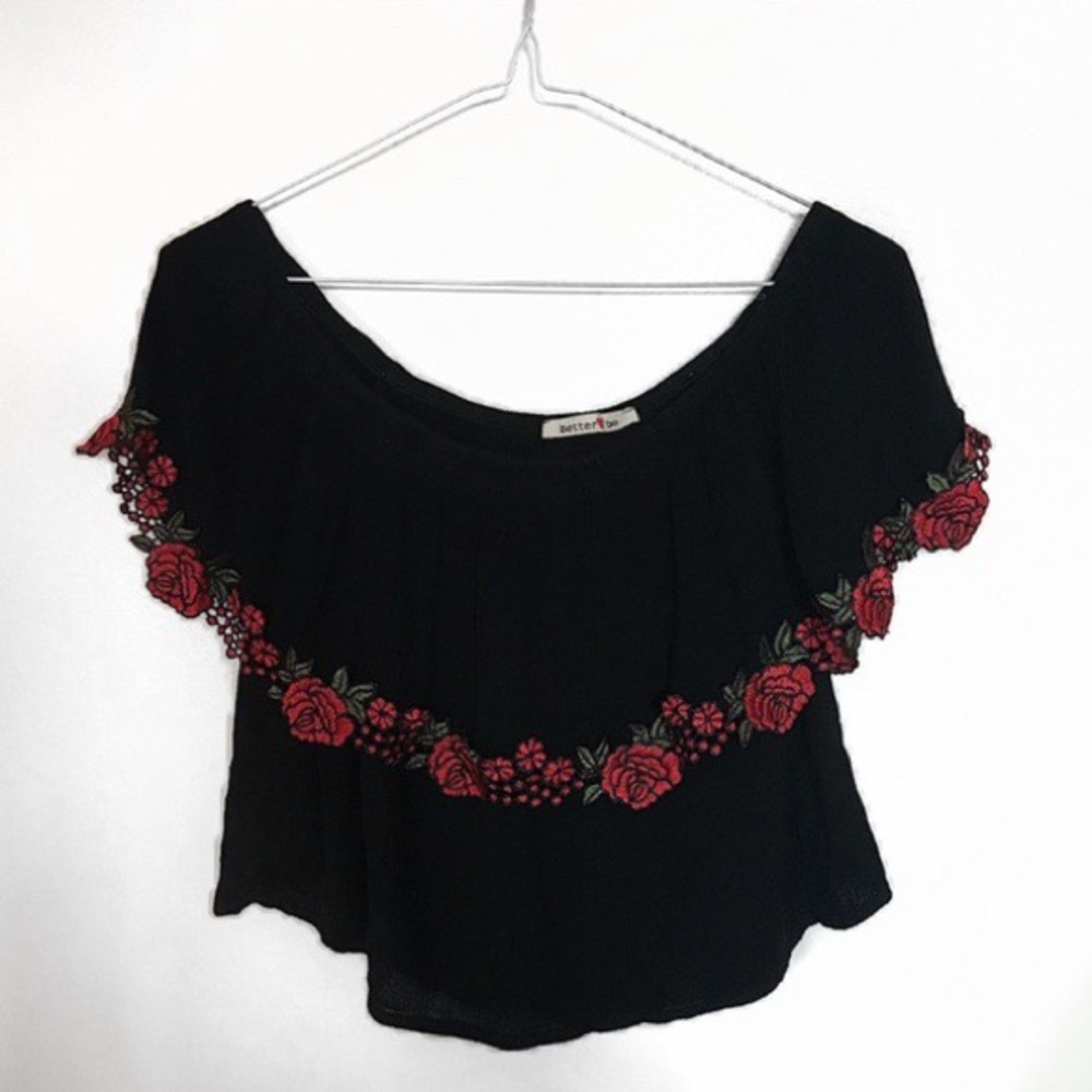 Off the shoulder top with roses